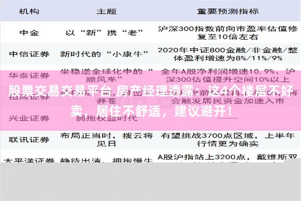 股票交易交易平台 房产经理透露：这4个楼层不好卖，居住不舒适，建议避开！